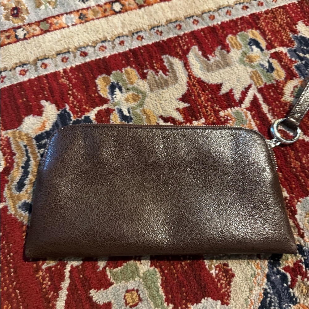 Kate Spade New York Crushed Leather Clutch Wristlet Brown Rare - Picture 4 of 7
